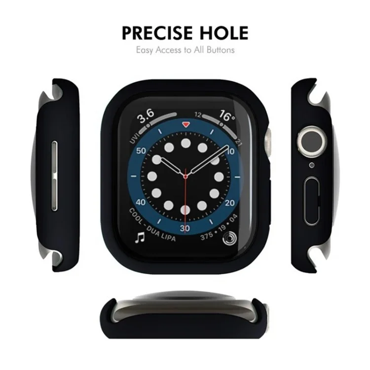WANLONFENG Para Apple Watch Series 10 Funda de 46mm con Marco de PC y Protector de Pantalla de Vidrio Templado - Negro