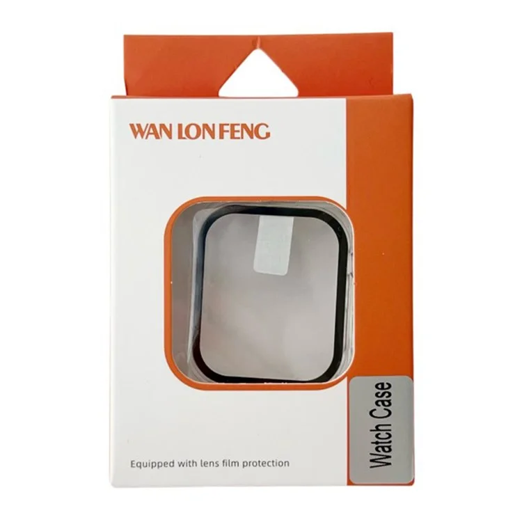 WANLONFENG Para Apple Watch Series 10 Funda de 46mm con Marco de PC y Protector de Pantalla de Vidrio Templado - Negro
