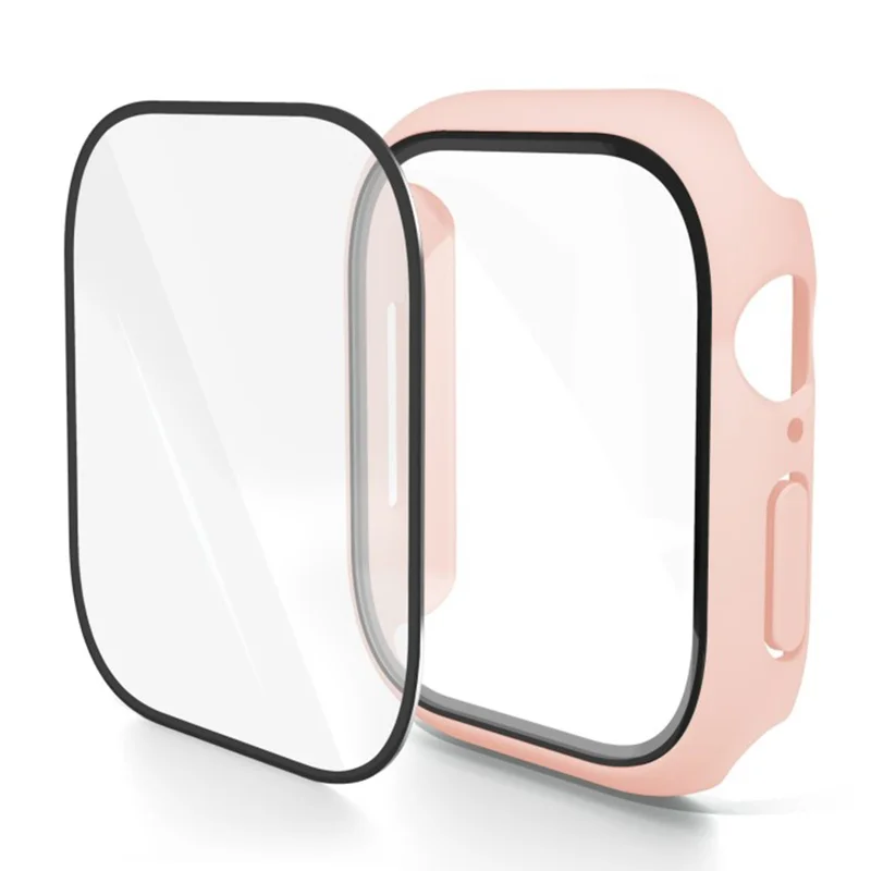 WANLONFENG For Apple Watch Series 11 / 10 46mm Watch Case PC Frame with Tempered Glass Screen Protector - Pink