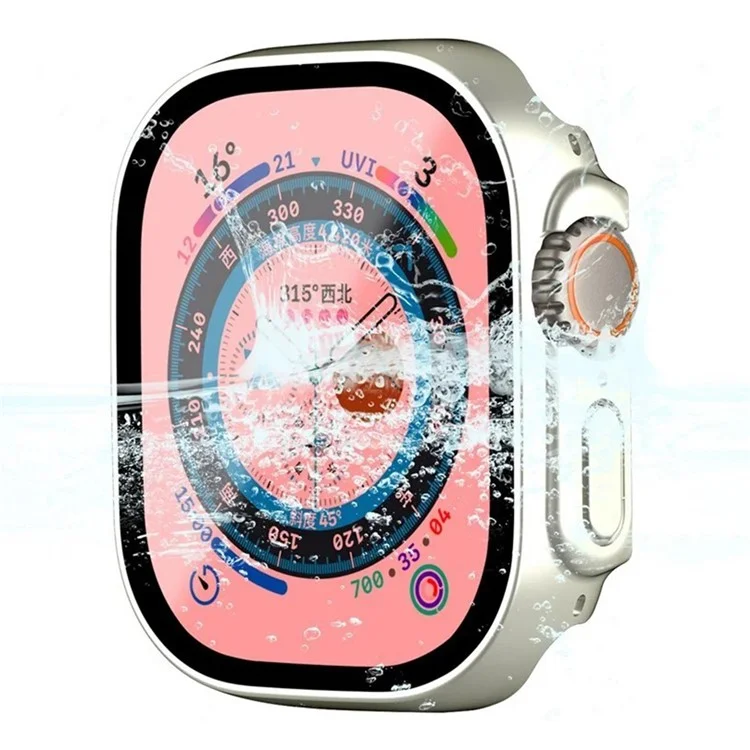 WANLONFENG For Apple Watch Ultra 2  /  Ultra 49mm 2-in-1 Hard PC Frame Waterproof Case with Tempered Glass Screen Protector - Silver