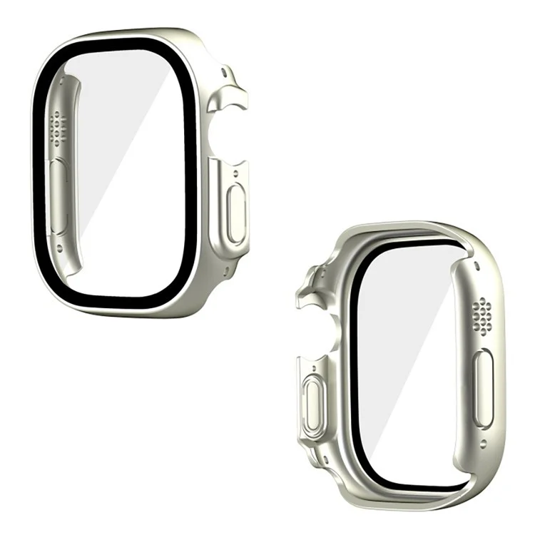 WANLONFENG For Apple Watch Ultra 2  /  Ultra 49mm 2-in-1 Hard PC Frame Waterproof Case with Tempered Glass Screen Protector - Silver