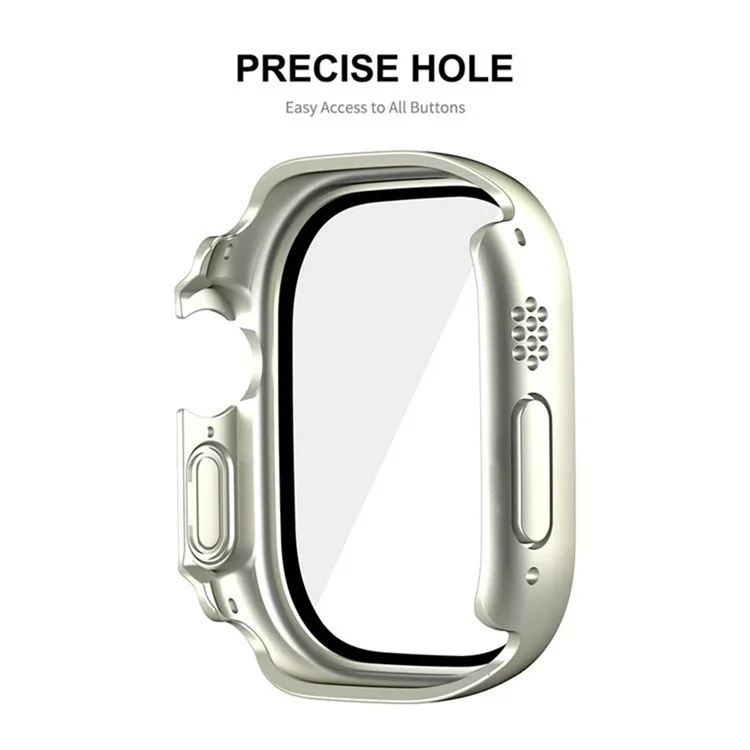 WANLONFENG For Apple Watch Ultra 2  /  Ultra 49mm 2-in-1 Hard PC Frame Waterproof Case with Tempered Glass Screen Protector - Silver