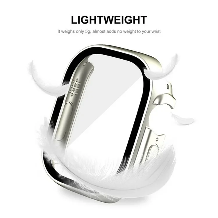 WANLONFENG For Apple Watch Ultra 2  /  Ultra 49mm 2-in-1 Hard PC Frame Waterproof Case with Tempered Glass Screen Protector - Silver