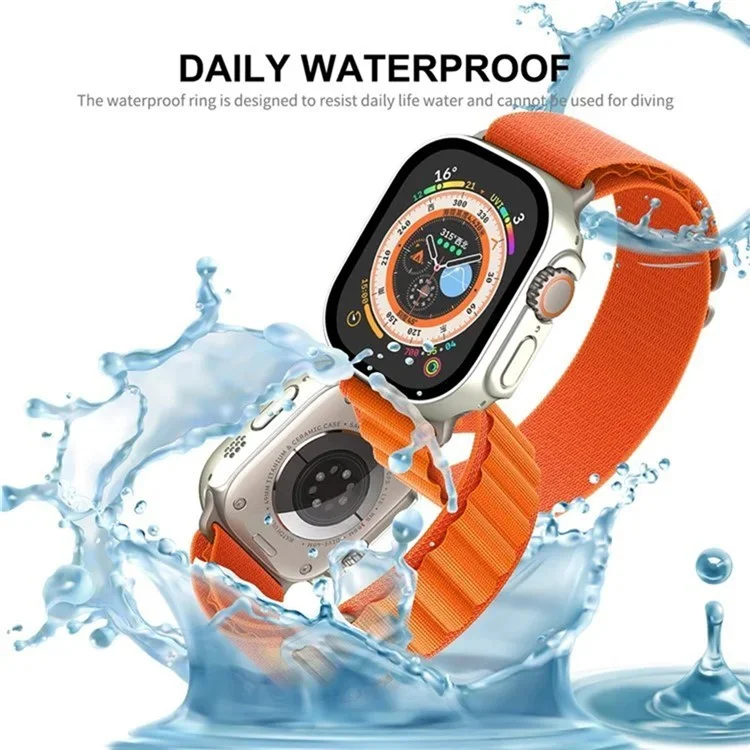 WANLONFENG For Apple Watch Ultra 2  /  Ultra 49mm 2-in-1 Hard PC Frame Waterproof Case with Tempered Glass Screen Protector - Silver