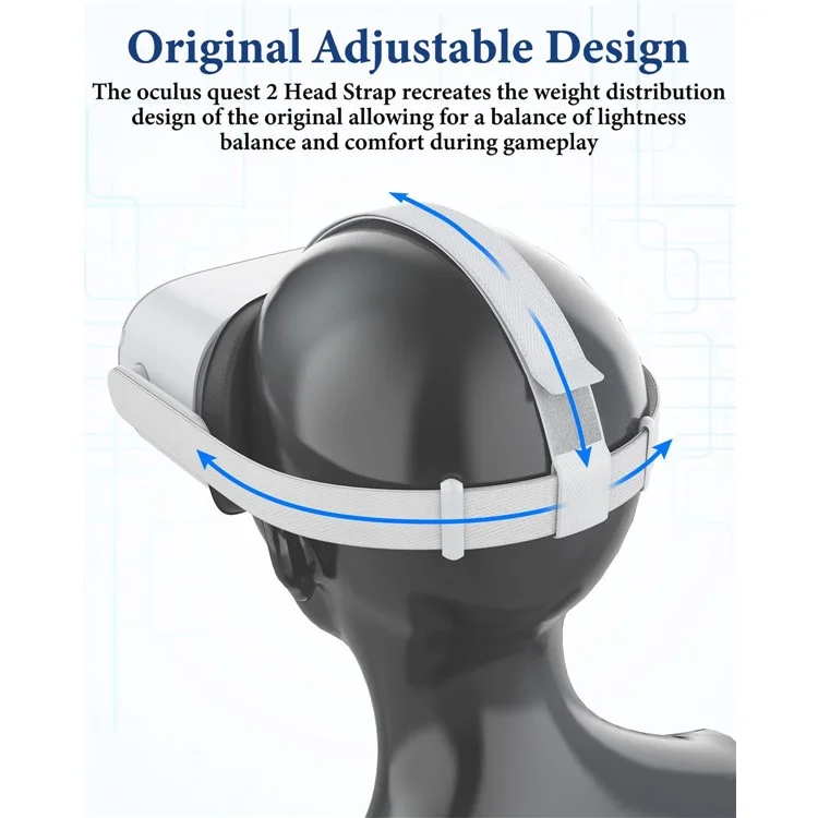 For Meta Quest 2 Head Strap Adjustable Replacement Headband (Key Caps Not Included)