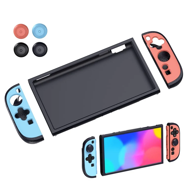 STARTRC GAMES Para Nintendo Switch 2 Empunhaduras de Controlador Dividido em Duas Cores com Capa Protetora de Silicone e 4 Capas de Analógico