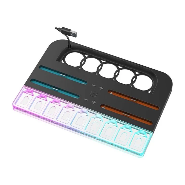 HBS-2804 Зарядная станция для Nintendo Switch с RGB-подсветкой для 2 контроллеров Joy-Con