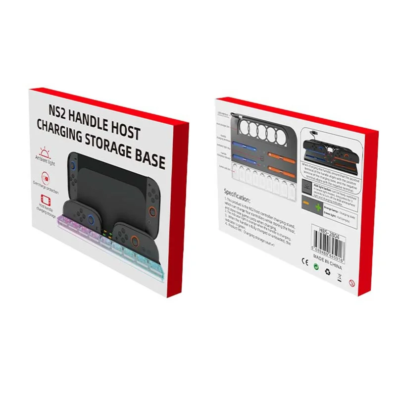 HBS-2804 Зарядная станция для Nintendo Switch с RGB-подсветкой для 2 контроллеров Joy-Con