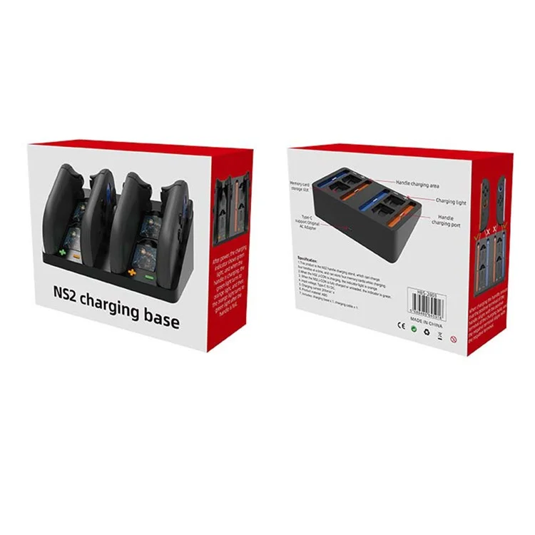 HBS-2803 Зарядная станция для Nintendo Switch на 4 слота с LED-индикатором для 2 Joy-Con контроллеров