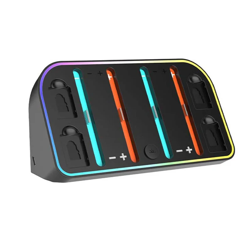 HBS-2807 Настенная зарядная док-станция для Nintendo Switch с 4 слотами для Joy-Con с RGB-подсветкой