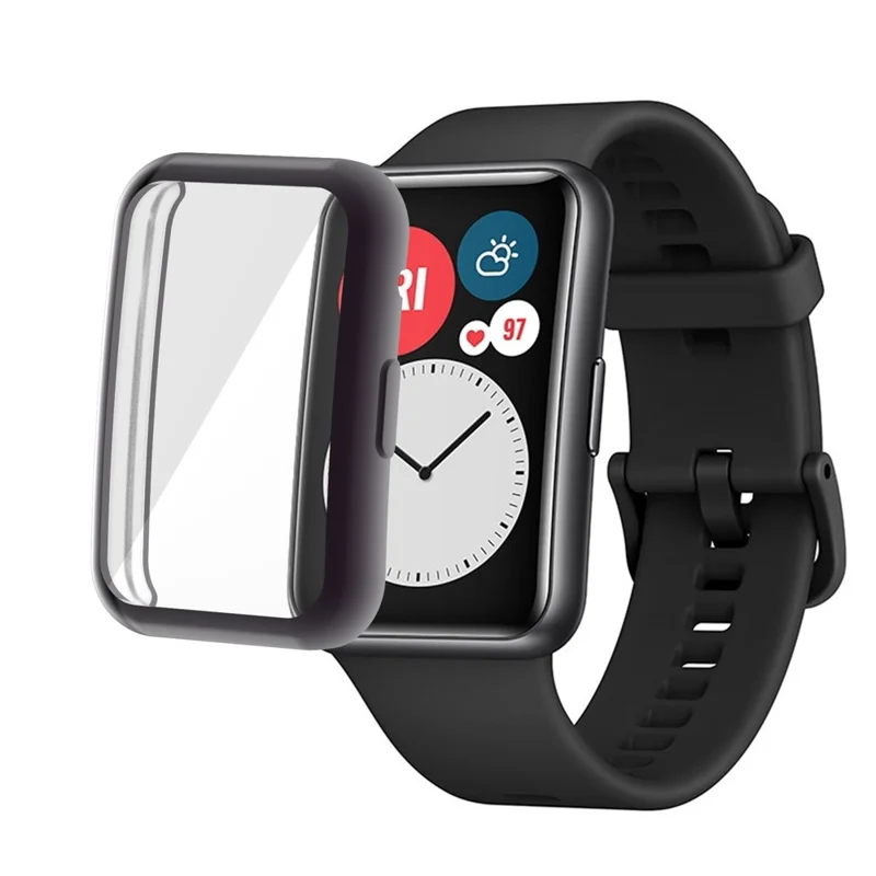 Full Coverage Electroplated TPU Smart Watch Protective Cover Case for Huawei Watch Fit - Grey