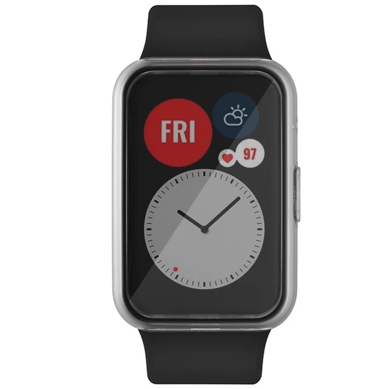 Full Coverage Electroplated TPU Smart Watch Protective Cover Case for Huawei Watch Fit - Transparent