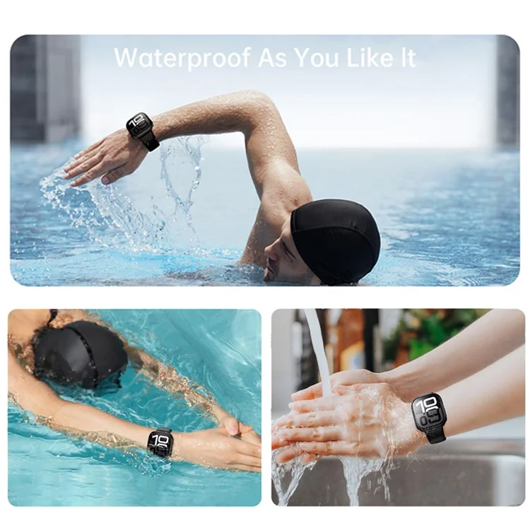 Watch Case for Apple Watch SE (2023) / SE (2022) / SE 40mm / Series 6 / 5 / 4 40mm Waterproof Dustproof PC Frame with Tempered Glass Film - Black