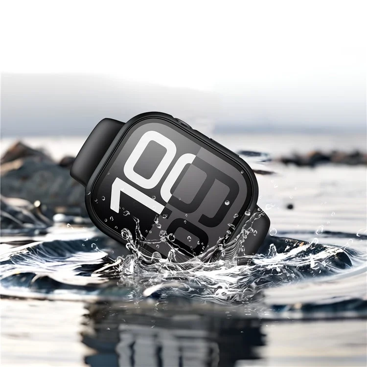 PC Watch Case for Apple Watch Series 9 / 8 / 7 41mm Waterproof Dustproof Frame with Tempered Glass Film - Black