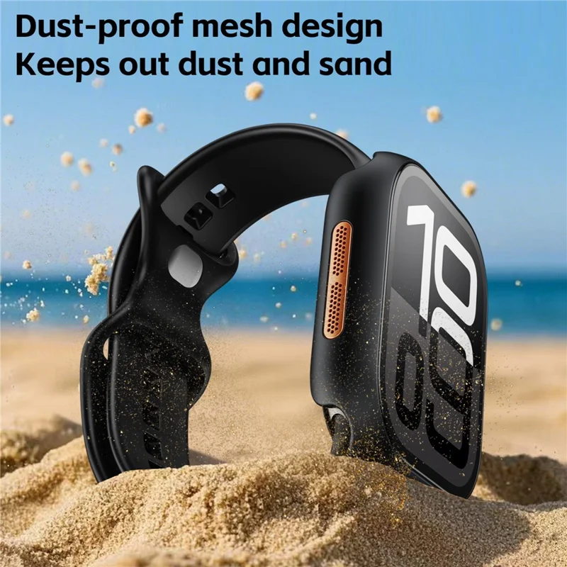 PC Watch Case for Apple Watch Series 9 / 8 / 7 41mm Waterproof Dustproof Frame with Tempered Glass Film - Starlight