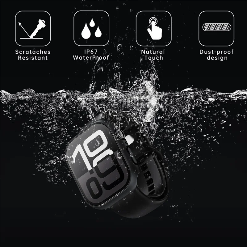 PC Watch Case for Apple Watch Series 9 / 8 / 7 41mm Waterproof Dustproof Frame with Tempered Glass Film - Starlight
