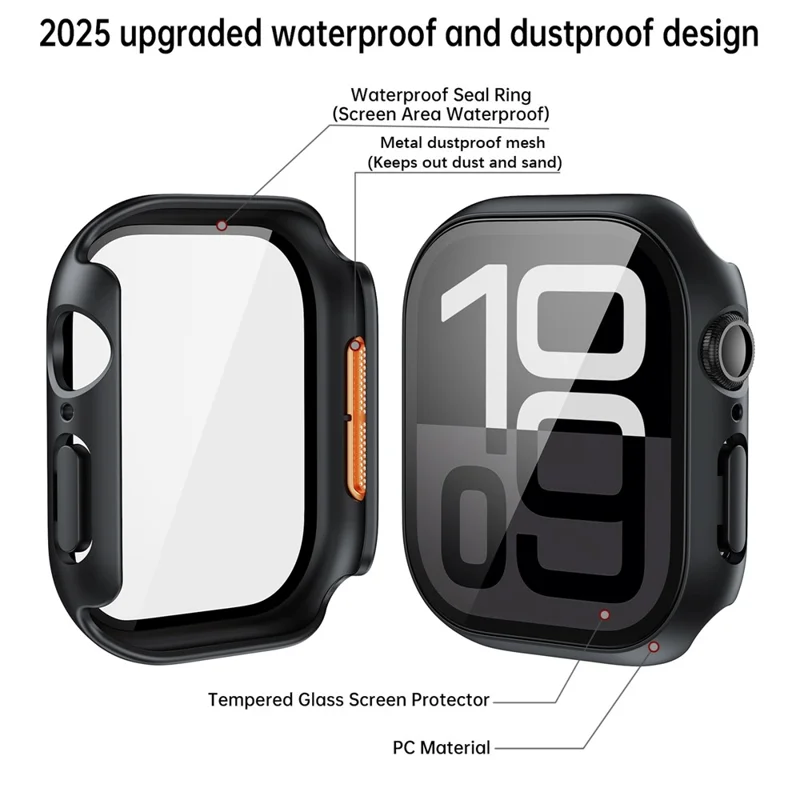 PC Watch Case for Apple Watch Series 9 / 8 / 7 41mm Waterproof Dustproof Frame with Tempered Glass Film - Starlight