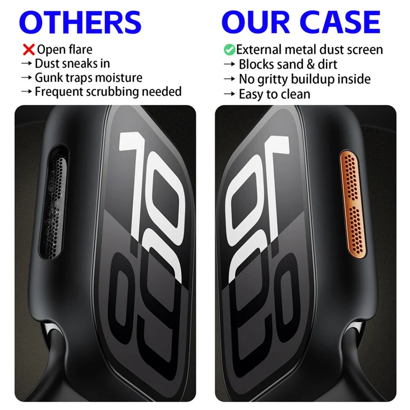 PC Watch Case for Apple Watch Series 9 / 8 / 7 41mm Waterproof Dustproof Frame with Tempered Glass Film - Starlight
