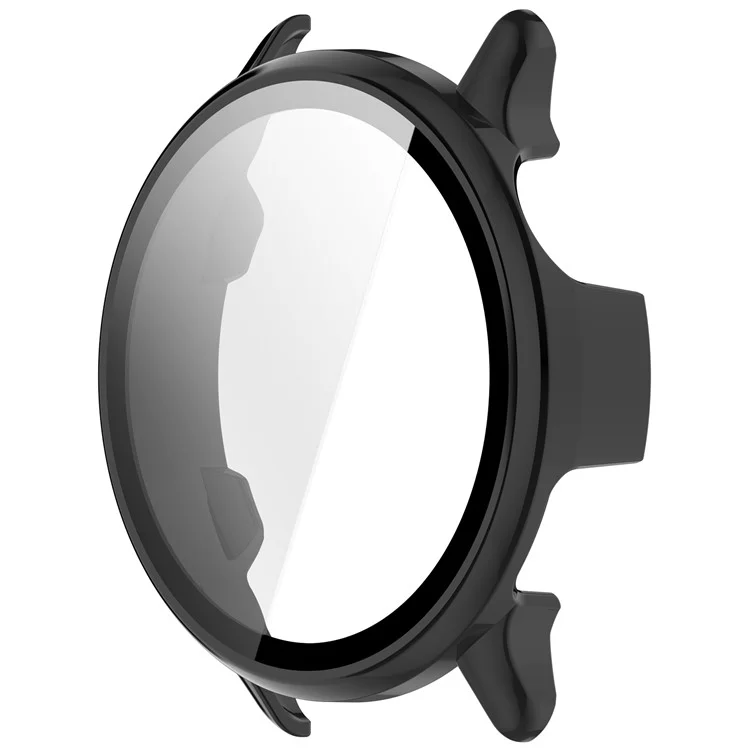 Étui rigide en PC pour Garmin Vivoactive 6 avec protection complète et film de verre trempé - Noir brillant