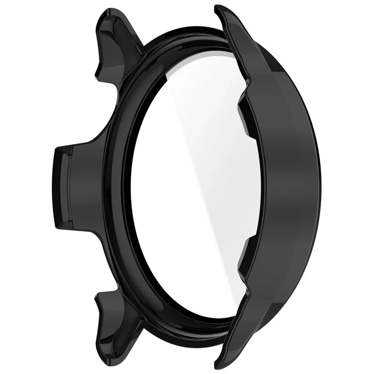 Étui rigide en PC pour Garmin Vivoactive 6 avec protection complète et film de verre trempé - Noir brillant