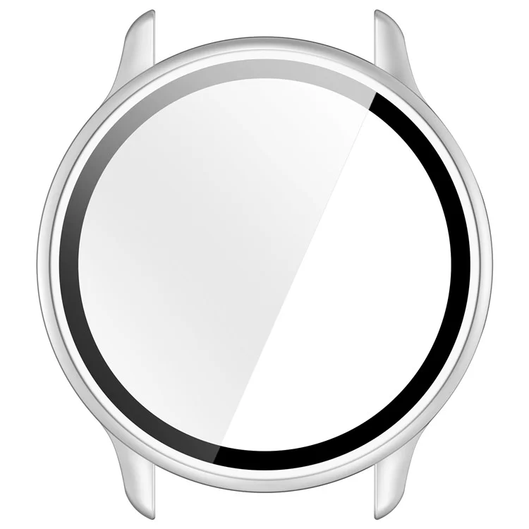 For Garmin Vivoactive 6 Hard PC Case All Around Watch Cover with Tempered Glass Film - Matte Silver