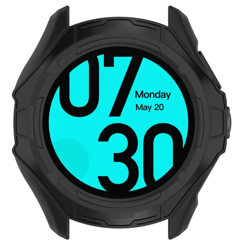 For TicWatch Pro 5 Enduro Soft TPU Watch Case Hollow Shockproof Bumper Frame Cover - Black