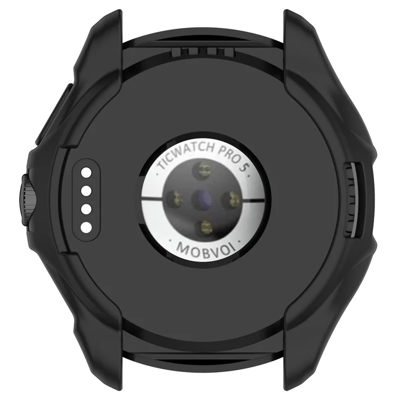 For TicWatch Pro 5 Enduro Soft TPU Watch Case Hollow Shockproof Bumper Frame Cover - Black