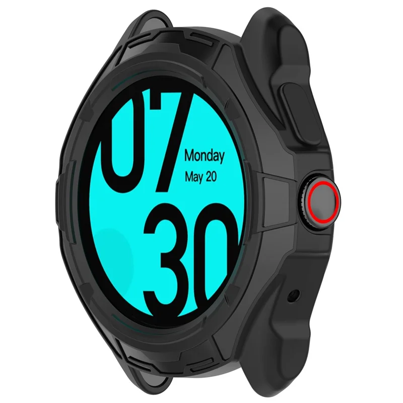 For TicWatch Pro 5 Enduro Soft TPU Watch Case Hollow Shockproof Bumper Frame Cover - Black