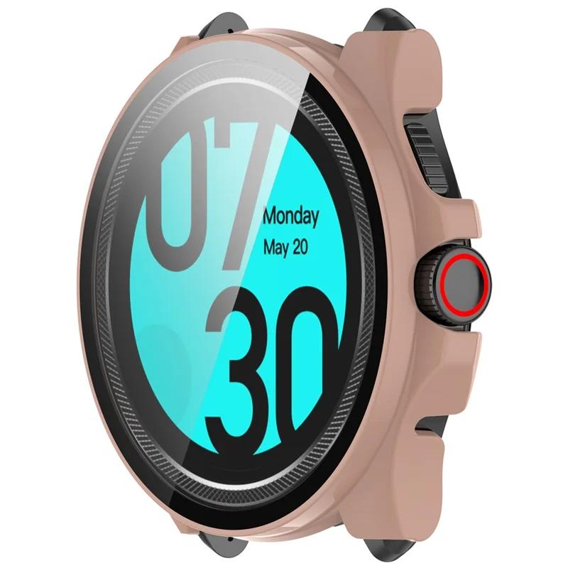 For TicWatch Pro 5 Enduro Hard PC Case All Around Watch Cover with Tempered Glass Film - Pink