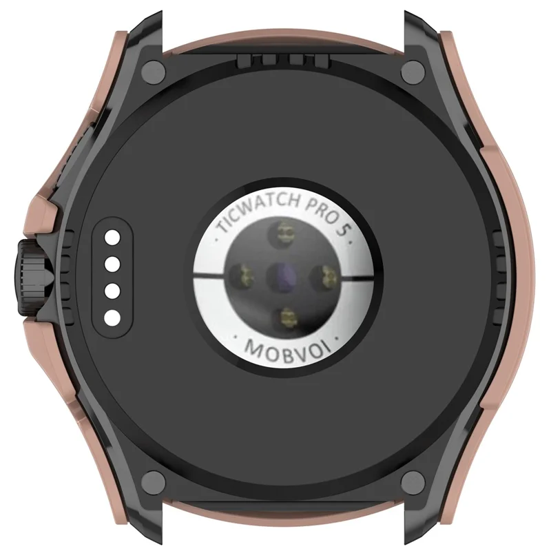 For TicWatch Pro 5 Enduro Hard PC Case All Around Watch Cover with Tempered Glass Film - Pink
