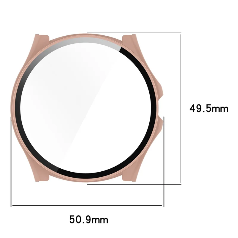 For TicWatch Pro 5 Enduro Hard PC Case All Around Watch Cover with Tempered Glass Film - Pink