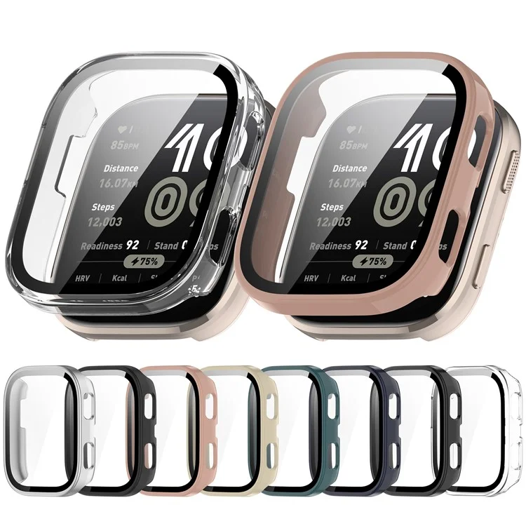 Pour Huami Amazfit Bip 6 (A2435) Étui de Montre Coque en PC avec Film de Protection d'Écran en Verre Trempé - Noir Brillant