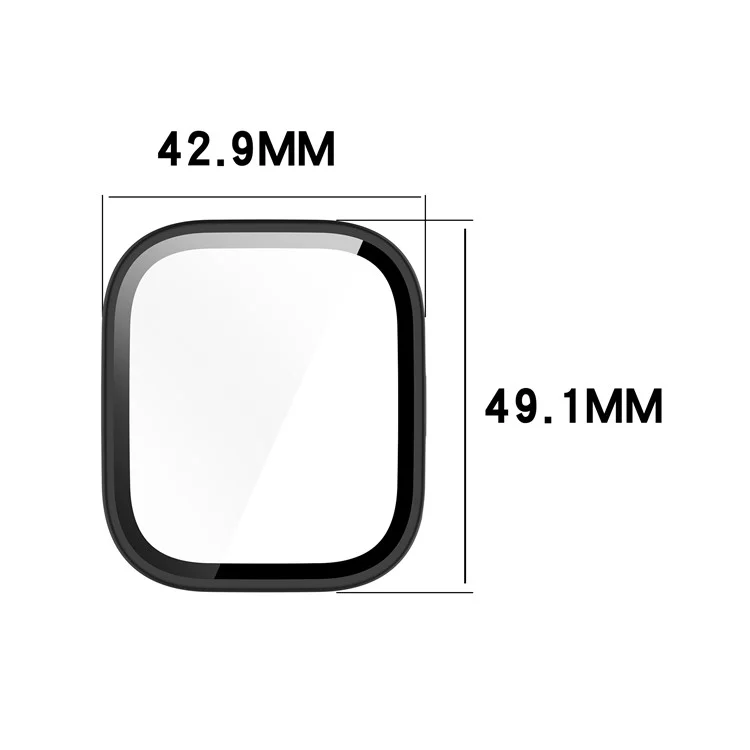 Pour Huami Amazfit Bip 6 (A2435) Étui de Montre Coque en PC avec Film de Protection d'Écran en Verre Trempé - Noir Brillant