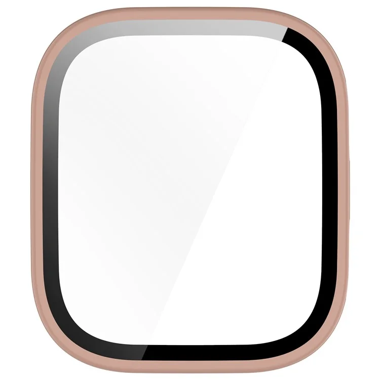For Huami Amazfit Bip 6 (A2435) Watch Case PC Frame Cover with Tempered Glass Screen Film - Glossy Pink