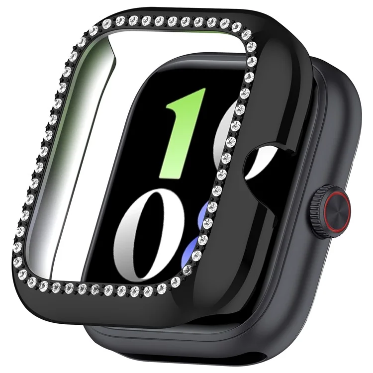 Für vivo Watch GT / iQOO Watch GT Uhrengehäuse mit Strasssteinen, dekorativem Hohldesign und elektrolytisch verchromtem PC-Uhrendeckel - Schwarz