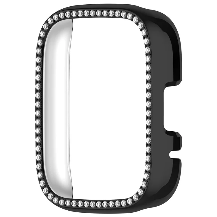 For Xiaomi Redmi Watch 3 Active  /  Watch 3 Lite Watch Case Rhinestone Decor Hollow Design Electroplating PC Watch Cover - Black