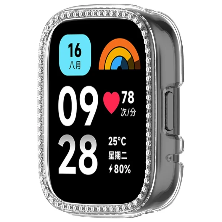 For Xiaomi Redmi Watch 3 Lite  /  Watch 3 Active Clear Watch Case Rhinestone Decorative Hollow Design PC Watch Cover