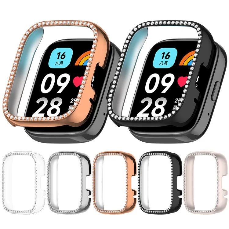 For Xiaomi Redmi Watch 3 Lite  /  Watch 3 Active Clear Watch Case Rhinestone Decorative Hollow Design PC Watch Cover