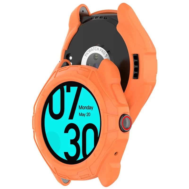 For TicWatch Pro 5 Enduro TPU Protective Case Hollow Design Shockproof Watch Cover - Orange