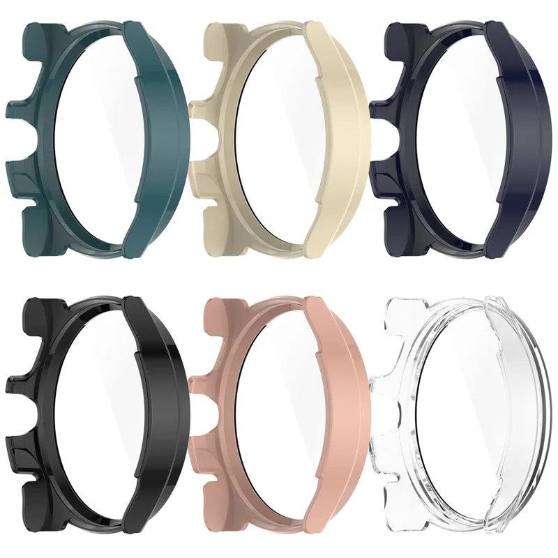 For TicWatch Pro 5 Enduro Watch Case PC Frame Cover with Tempered Glass Screen Film - Black