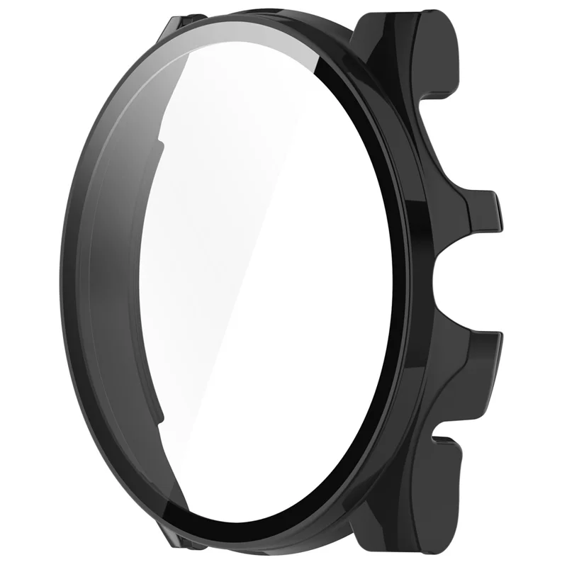 For TicWatch Pro 5 Enduro Watch Case PC Frame Cover with Tempered Glass Screen Film - Black