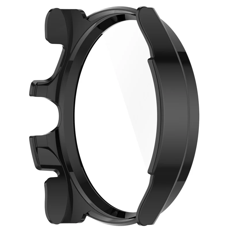 For TicWatch Pro 5 Enduro Watch Case PC Frame Cover with Tempered Glass Screen Film - Black