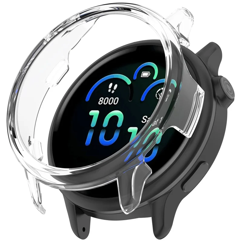 For Garmin Vivoactive 6 Case Half-Wrapped Hollow Hard PC Watch Cover - Transparent