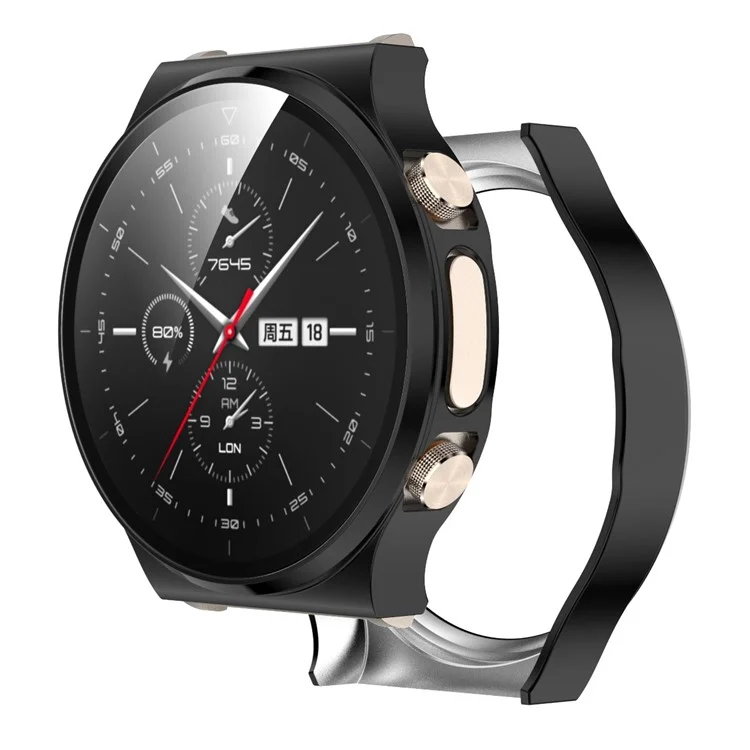 PC Com Corpo Inteiro PC Quadro + Tampa de Proteção de Vidro Temperado Para Huawei Watch gt 2 Pro Ecg Smartwatch - Preto