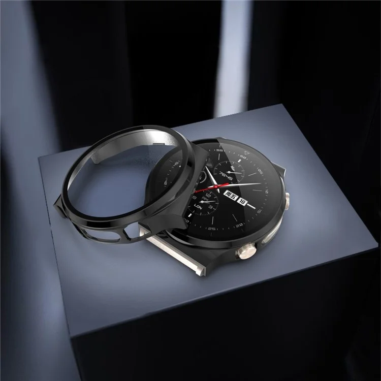 PC Com Corpo Inteiro PC Quadro + Tampa de Proteção de Vidro Temperado Para Huawei Watch gt 2 Pro Ecg Smartwatch - Preto