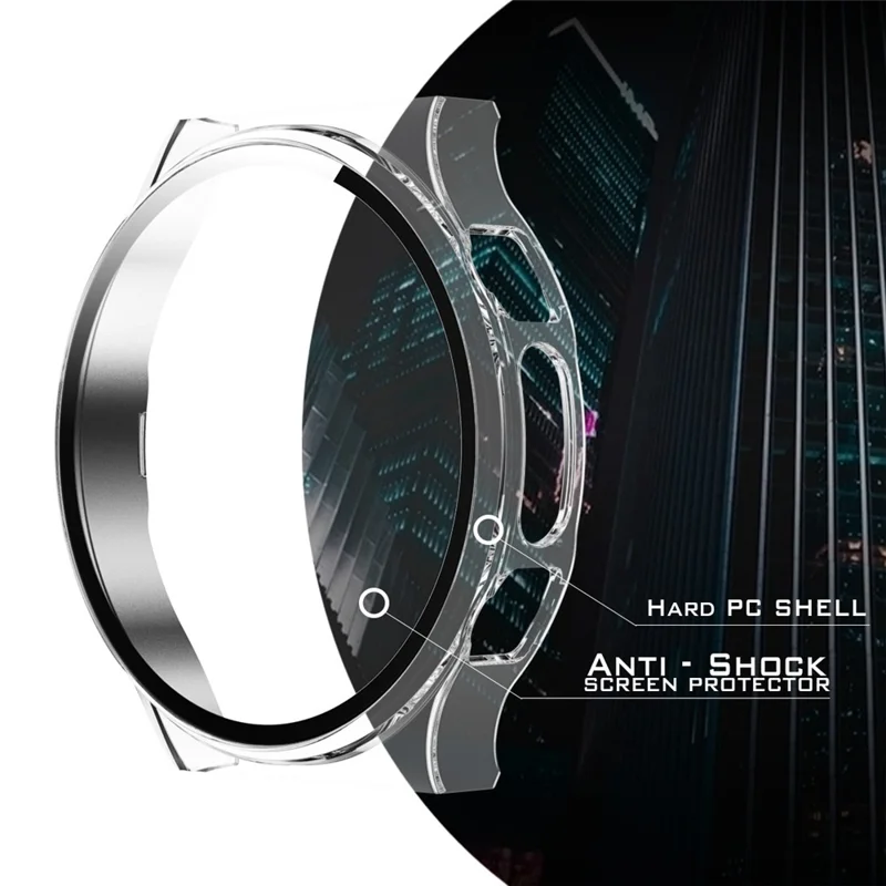 Full Body Plated PC Frame + Tempered Glass Wach Protective Cover for Huawei Watch GT 2 Pro ECG Smartwatch - Transparent