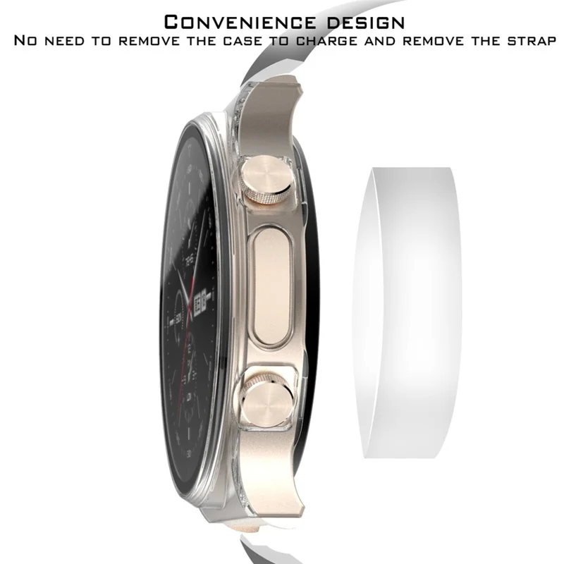 Full Body Plated PC Frame + Tempered Glass Wach Protective Cover for Huawei Watch GT 2 Pro ECG Smartwatch - Transparent