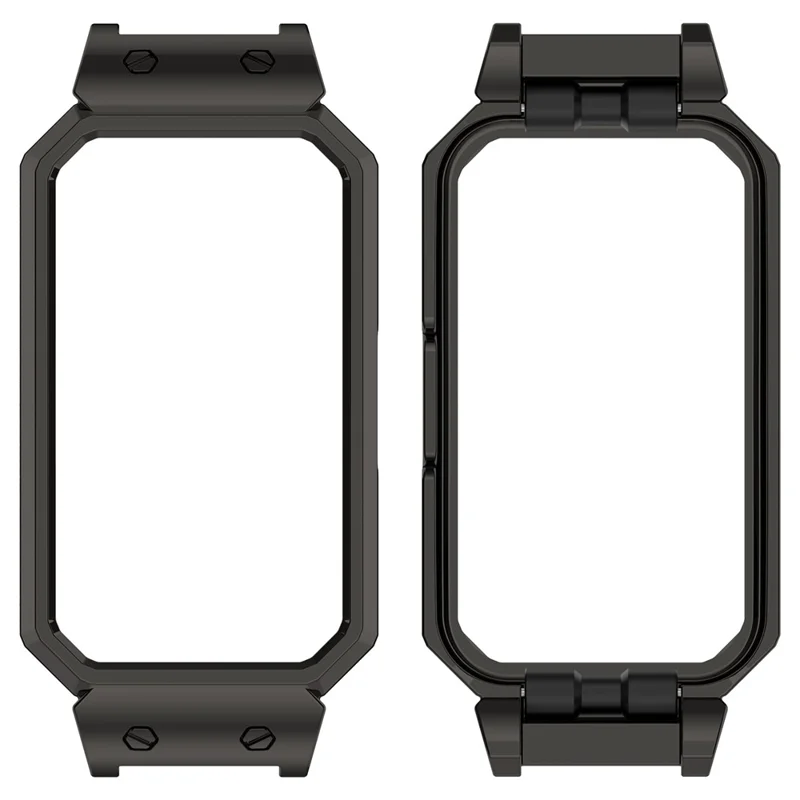 For Huawei Band 10  /  9  /  8 Metal Watch Case Square Shape Protective Cover 12mm Inner - Black