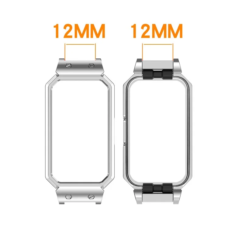 For Huawei Band 10  /  9  /  8 Metal Watch Case Square Shape Protective Cover 12mm Inner - Black