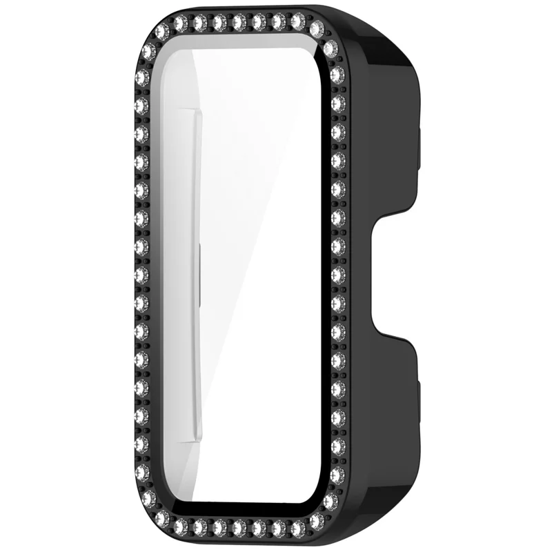 Pour Huawei Band 10 / 9 / 8 Étui avec Décoration en Strass PC + Film en Verre Trempé Housse de Protection de Montre - Noir